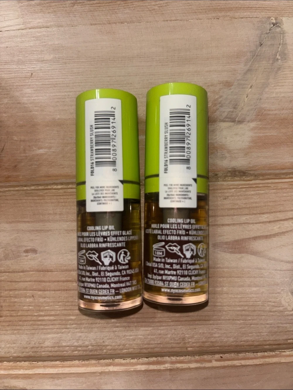 NYX Fat Oil Chillz Cooling Lip Oil Strawberry Slush Full Size set of 2 (413)